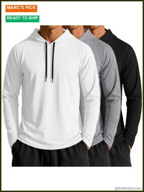 Men's Pullover Hoodies Big & Tall 3-Pack Athletic Long Sleeve